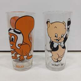 Vintage Porky Pig and Rocky the Flying Squirrel Glasses