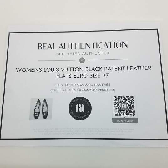 AUTHENTICATED Louis Vuitton Black Patent Leather Flats Size 37 image number 6
