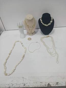 White and Gold Tones Necklace and Ring Jewelry Collection