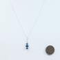 14K Gold Faceted Sapphire & Disc Beaded Pendant Chain Necklace 1.3g image number 3