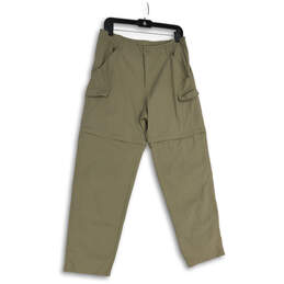 Womens Green Flat Front Slash Pocket Straight Leg Cargo Pants Size Medium