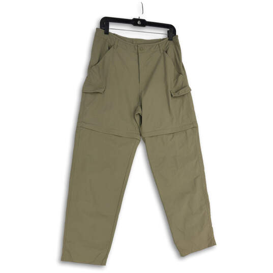 Womens Green Flat Front Slash Pocket Straight Leg Cargo Pants Size Medium image number 1