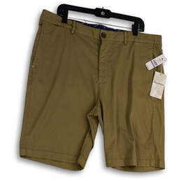 NWT Mens Beige Flat Front Regular Fit Pockets Comfort Chino Shorts Size 38