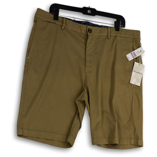 NWT Mens Beige Flat Front Regular Fit Pockets Comfort Chino Shorts Size 38 image number 1