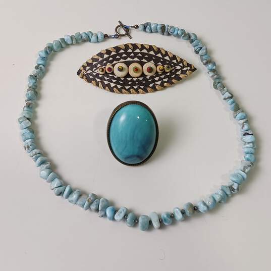 Artisan Handmade Semi Precious Gemstone Mineral Stone Costume Jewelry Set image number 2