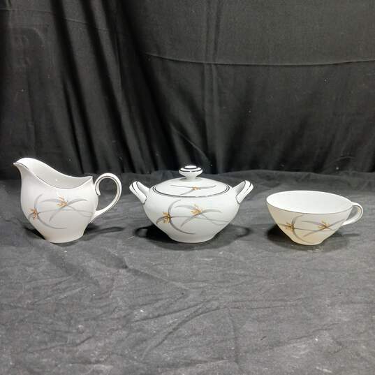 Vintage Towne Sone Wheat Leaf China Tea Cup Set with Creamer & Sugar Bowl image number 2