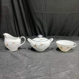 Vintage Towne Sone Wheat Leaf China Tea Cup Set with Creamer & Sugar Bowl alternative image