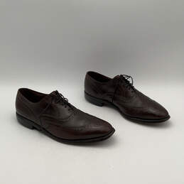 Men Brown Leather Wingtip Cap Toe Lace-Up Oxford Dress Shoes Size 10.5