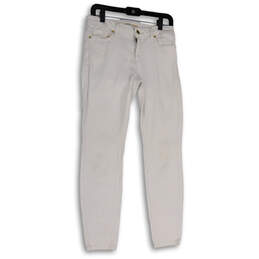 Womens White Light Wash Pockets Stretch Denim Skinny Leg Jeans Size 4