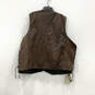NWT Mens Brown Leather Sleeveless Zipped Pocket V-Neck Vest Size 64 image number 2