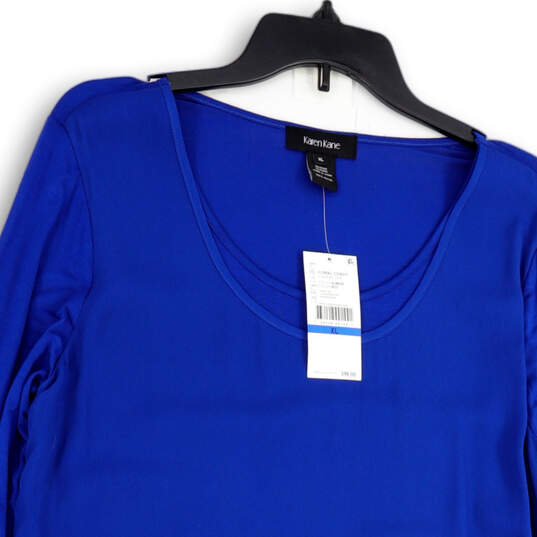 NWT Womens Blue Overlay Long Sleeve Scoop Neck Pullover Tunic Top Size XL image number 1