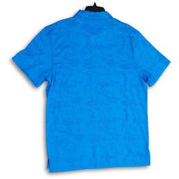 Mens Blue Abstract Short Sleeve Spread Collar Polo Shirt Size Large alternative image