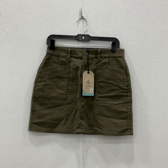 NWT Womens Green Denim Flat Front Slash Pocket Mini Skirt Size 6 image number 1