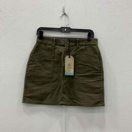 NWT Womens Green Denim Flat Front Slash Pocket Mini Skirt Size 6