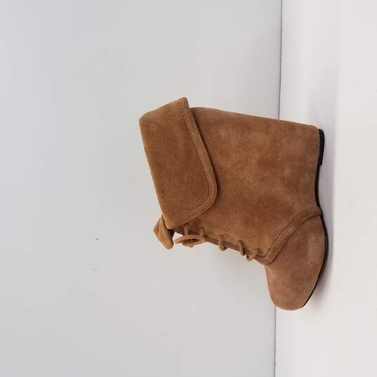 Elizabeth And James Suede Wedge Laceup Booties Tan Size 6.5 image number 2
