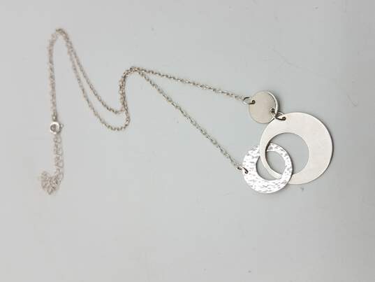 Boma 925 Silver Hammered & Matte Hoop Pendant Necklace image number 1