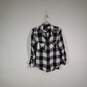 Womens Check Collared Long Sleeve Chest Pockets Button-Up Shirt Size Medium image number 1