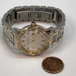 Designer Bulova 98R226 Gold Silver Tone Diamonds Adjustable Wristwatch 72g