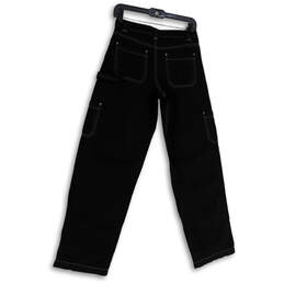 NWT Womens Black Flat Front Pockets Straight Leg Cargo Pants Size 00 alternative image