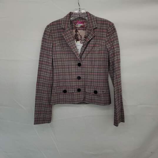 Ben Sherman Pink & Black Plaid Patterned Lined Blazer Jacket WM Size XS NWT image number 1