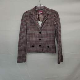 Ben Sherman Pink & Black Plaid Patterned Lined Blazer Jacket WM Size XS NWT