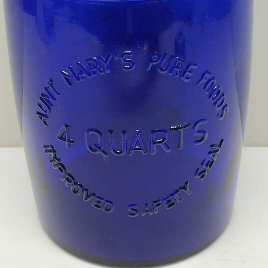 Crownford Giftware 4 Qt. Blue Flip Top Glass Jar Made in Italy 1979 image number 2