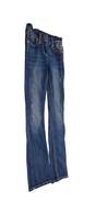 Womens Blue Mid Rise Medium Wash Distressed Bootcut Jeans Size 24 image number 3