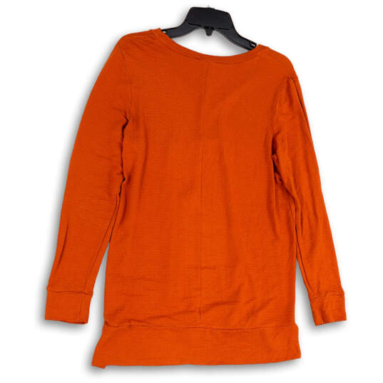 NWT Womens Orange Regular Fit Long Sleeve V-Neck Pullover T- Shirt Size S image number 2
