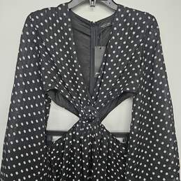 Polka Dot Black Long Sleeve Cut Out Maxi Dress With Slit alternative image