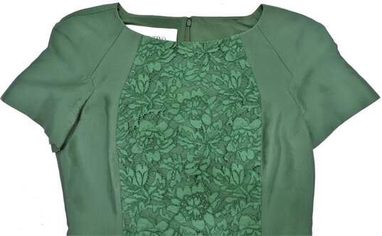 Valentino Emerald Green Lace Embroidered Cotton Sheath Dress Size 4 W/COA image number 7