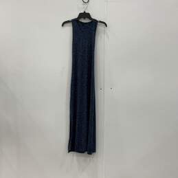 Womens Blue Round Neck Sleeveless Stretch Long Maxi Dress Size Small