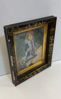 Girl with a Watering Can with Vintage Frame Print by Renoir Impressionist Framed alternative image