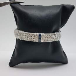 Judith Ripka Sterling Silver Cubic Zirconia Hinge Cuff Bracelet w/Bag 37.9g