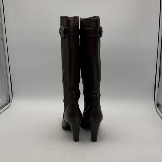 Emporio Armani Womens Brown Leather Almond Toe Knee High Riding Boots Size 38.5 image number 2