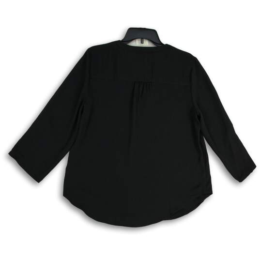 NWT Maurices Womens Black Split Neck 3/4 Sleeve Pullover Blouse Top Size Medium image number 2