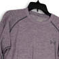 Womens Purple Crew Neck Long Sleeve Ribbed Cuff Knit Pullover T-Shirt Sz M image number 3