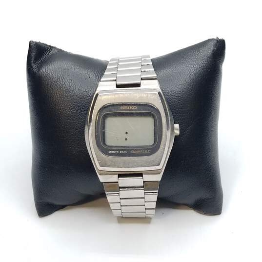 Vintage Retro Seiko LCD Digital Men's Full Stainless Steel Quartz Watch image number 2