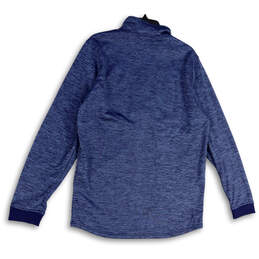 Mens Blue Heather Long Sleeve Mock Neck 1/4 Zip Pullover Sweatshirt Size L alternative image