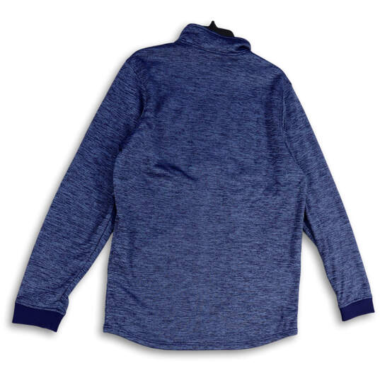 Mens Blue Heather Long Sleeve Mock Neck 1/4 Zip Pullover Sweatshirt Size L image number 2
