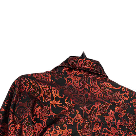 Mens Red Black Printed Slim Fit Long Sleeve Collared Button-Up Shirt Sz XXL image number 4