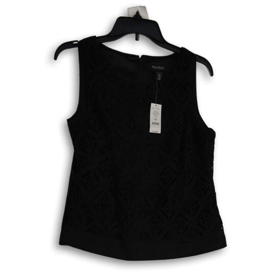 NWT Womens Black Geometric Cutout Round Neck Back Zip Tank Top Size 6 image number 1