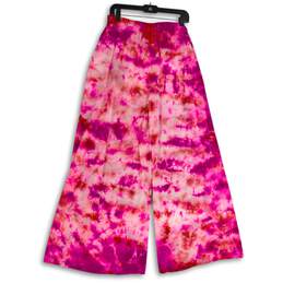 NWT Womens Pink Red Tie Dye Pull-On Wide Leg Incandescent Ankle Pant Size L alternative image
