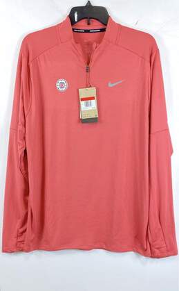 NWT Nike Mens Pink 1/4 Zip Los Angeles Clippers Dri-Fit T-Shirt Size Large
