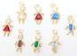 14K Yellow Gold Variety Faux Birthstone Colorful CZ Figural Pendants Charms 3.7g image number 1