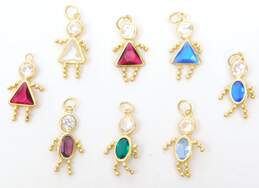 14K Yellow Gold Variety Faux Birthstone Colorful CZ Figural Pendants Charms 3.7g