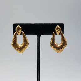 14k Gold Hammered Door knocker Post Earrings 3.8g