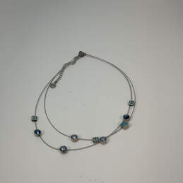 Designer Givenchy Silver-Tone Blue Crystal Beads 2 Strand Chain Necklace alternative image