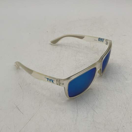 TYR Mens White Clear And Blue Polarized Sunglasses With Black Dust Bag And Case image number 1