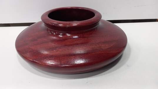 Hand Carved Wooden Red Vase image number 2