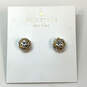 Designer Kate Spade Gold-Tone Clear Crystal Cut Stone Classic Stud Earrings image number 3